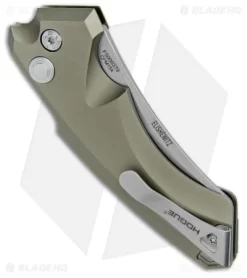 Hogue Knives EX-A05 Wharncliffe Automatic Knife OD Green (3.5" Stonewash) 34521 -Knives And Tools Hogue Knives EX A05 Wharncliffe Auto OD Green SW 34521 BHQ 100448 jr side