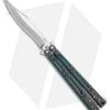 Hom Design Basilisk-R Balisong Butterfly Knife CF W/Teal Liners (4.6" Stonewash)