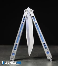 Hom Design Chimera Plus Balisong Knife Satin Ti/Blue G-10 (4.75 Two-Tone) -Knives And Tools Hom Design Chimera Plus Balisong Knife Satin Ti Blue G 10 Two Tone BHQ 100561 kp steel web