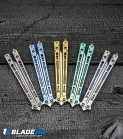 Hom Design Chimera Premium Balisong Knife Green Ti/CF (4.75 Satin) 11 Hom Design Chimera Premium Balisong Knife Green Ti/CF (4.75 Satin) -Knives And Tools Hom Design Chimera Premium Balisong Knife Gold Ti CF Satin BHQ 100558 kp burnt wood web