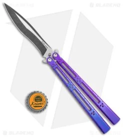 Hom Design I-Basilisk Channel Butterfly Knife Purple Titanium (4.5" Acid Wash) -Knives And Tools Hom Design i Basilisk Channel Butterfly Purple Ti Acid Wash BHQ 165017 jr bottlecap