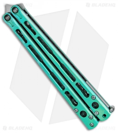 Hom Design Chimera Premium Balisong Knife Green Ti/CF (4.75 Satin) 3 Hom Design Chimera Premium Balisong Knife Green Ti/CF (4.75 Satin) - Image 3