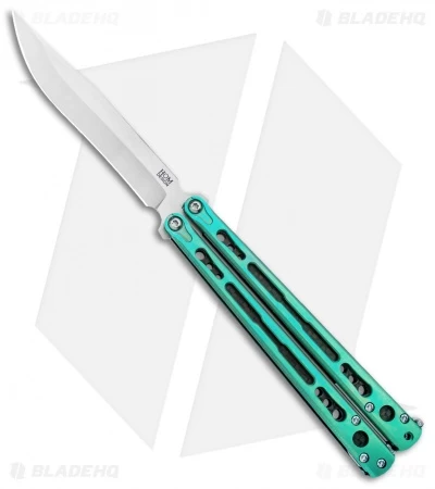 Hom Design Chimera Premium Balisong Knife Green Ti/CF (4.75 Satin) 1 Hom Design Chimera Premium Balisong Knife Green Ti/CF (4.75 Satin)
