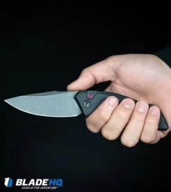 Kershaw Launch 1 Automatic Knife Blue Aluminum (3.4" BlackWash) 7100BLUBW -Knives And Tools Kershaw Launch 1 Automatic Knife Black Aluminum BlackWash 7100BW BHQ 27374 kp in hand web