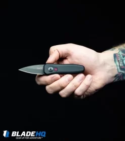 Kershaw Launch 4 CA Legal Automatic Knife Blue (1.9" Damascus) BHQ Exclusive -Knives And Tools Kershaw Launch 4 CA Legal Automatic Knife Black 7500BL BHQ 34416 in hand web