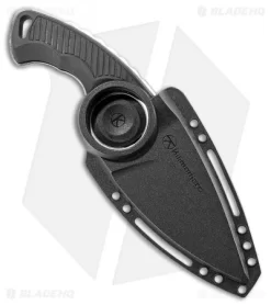 Kilimanjaro Stretta Drop Point Neck Knife Black Rubber (3.125" Satin) 910106 -Knives And Tools Kilimanjaro Stretta DP Black Rubber Satin BHQ 55363 jr sheath 2
