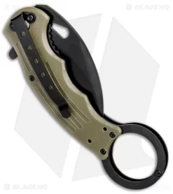 Mantis Karambit Spring Assisted Knife Tan G-10 (2.75" Black) -Knives And Tools Mantis Karambit SA Tan G 10 Black MANMK5T BHQ 56617 jr side