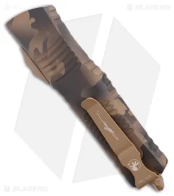 Microtech Combat Troodon OTF Automatic Knife (3.8" Coyote Camo Full Serr) -Knives And Tools Microtech Combat Troodon OTF Auto Coyote Camo Full Serr BHQ 177341 jr side