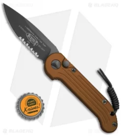 Microtech LUDT Automatic Knife Tan (3.4" Black Serr) 135-2TA -Knives And Tools Microtech LUDT Auto Tan Black Serr 135 2TA BHQ 8567 jr bottlecap