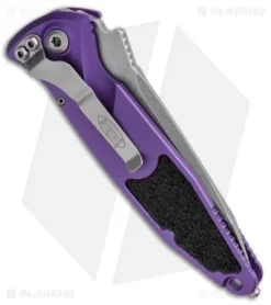 Microtech Socom Elite T/E Automatic Knife Purple (4" Stonewash) 161A-10PU -Knives And Tools Microtech Socom Elite TE Auto Purple SW 161A 10PU BHQ 105174 jr side