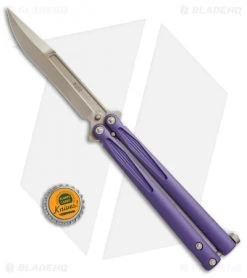 Microtech Tachyon III Balisong Butterfly Purple (4.5" Bronze) 173-13PU -Knives And Tools Microtech Tachyon 3 Purple Bronze BHQ 67714 jr bottlecap