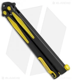 Microtech Tachyon III Balisong Butterfly Knife BM (4.5" Black/Yellow) 173-1BM -Knives And Tools Microtech Tachyon III Balisong Butterfly BM Black Yellow 173 1BM BHQ 71983 jr side
