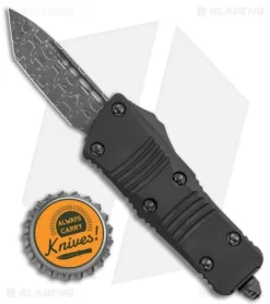 Microtech Signature Series Troodon Mini T/E CA Legal OTF Auto Black (1.9" Dam) -Knives And Tools Microtech Troodon Mini TE CA Legal OTF Black Damascus BHQ 118373 jr bottlecap