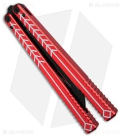 Nabalis + Hirsch The Vulp Butterfly Balisong Trainer Red/Black Alum (4.3" Black) -Knives And Tools Nabalis Hirsh The Vulp Butterfly Balisong Trainer Red Black Alum 4in Black BHQ 156941 td side