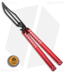 Nabalis + Hirsch The Vulp Butterfly Balisong Trainer Red/Black Alum (4.3" Black) -Knives And Tools Nabalis Hirsh The Vulp Butterfly Balisong Trainer Red Black Alum 4in Black BHQ 156941 td size