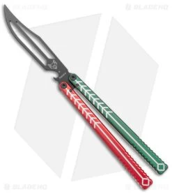 Nabalis Vulp Butterfly Balisong Trainer Red/Green (4.4" Black)