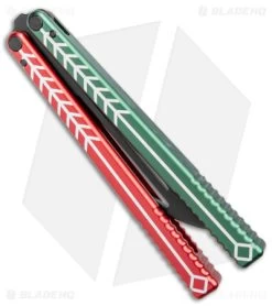 Nabalis Vulp Butterfly Balisong Trainer Red/Green (4.4" Black) -Knives And Tools Nabalis Vulp Butterfly Balisong Trainer Red and Green Black HW Black BHQ 176845 jr side