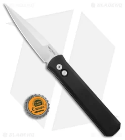Pro-Tech Godfather Automatic Knife Solid Black (4" Satin) 921-Satin -Knives And Tools Pro Tech Godfather Auto Solid Black Satin BHQ 1811 jr bottlecap