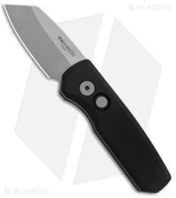 Pro-Tech Runt 5 Reverse Tanto Automatic Knife Black (1.9" Stonewash MagnaCut)