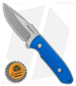Pro-Tech George SBR Fixed Blade Knife Blue G-10 (2.9" SW/Satin) Kydex Sheath -Knives And Tools Pro Tech SBR Fixed Blue w Kydex Sheath 2.6 Stonewash BHQ 126453 LS Bottlecap
