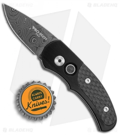 Pro-Tech Custom Runt J4 Automatic Knife Carbon Fiber (1.94" Damascus) 4404-D 4 Pro-Tech Custom Runt J4 Automatic Knife Carbon Fiber (1.94" Damascus) 4404-D - Image 4