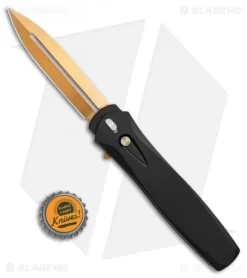 Pro-Tech Dark Angel OTF Automatic Knife Black Handle (3.7" Gold Ti ) -Knives And Tools Protech Dark Angel black gold ti BHQ 74863 jr bottlecap