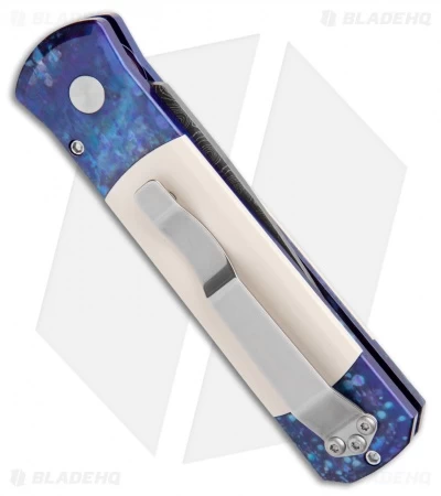 Pro-Tech Godson Blues Automatic Knife Jazz/Ivory Micarta (3.15" Damascus) 710 3 Pro-Tech Godson Blues Automatic Knife Jazz/Ivory Micarta (3.15" Damascus) 710 - Image 3
