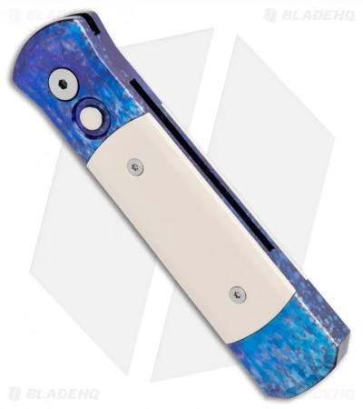 Pro-Tech Godson Blues Automatic Knife Jazz/Ivory Micarta (3.15" Damascus) 710 2 Pro-Tech Godson Blues Automatic Knife Jazz/Ivory Micarta (3.15" Damascus) 710 - Image 2