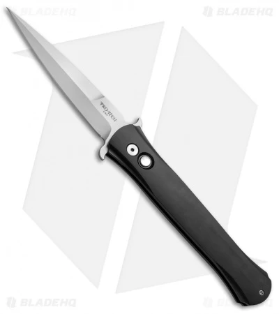 Pro-Tech Large Don Automatic Knife Black W/ Pearl Button (4.5" Satin) 1921-MOP 1 Pro-Tech Large Don Automatic Knife Black W/ Pearl Button (4.5" Satin) 1921-MOP