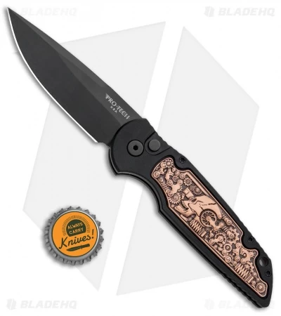 Pro-Tech TR-3 Shaw Steampunk Automatic Knife Copper Inlay (3.3" Black) 5 Pro-Tech TR-3 Shaw Steampunk Automatic Knife Copper Inlay (3.3" Black) - Image 5