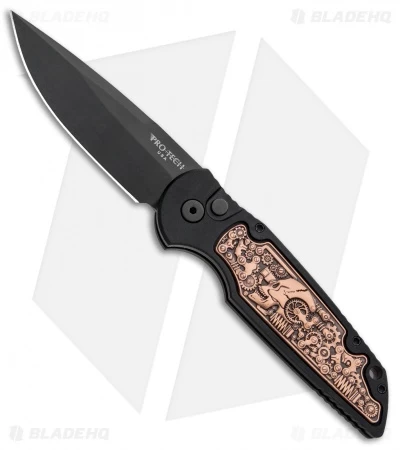 Pro-Tech TR-3 Shaw Steampunk Automatic Knife Copper Inlay (3.3" Black) 1 Pro-Tech TR-3 Shaw Steampunk Automatic Knife Copper Inlay (3.3" Black)