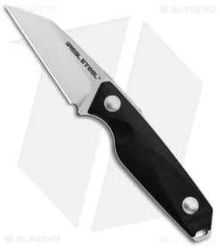 Real Steel Connector Wharncliffe Fixed Blade Neck Knife Black G-10 (2.25" Satin)