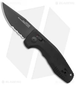 SOG Knives SOG-TAC AU Compact Automatic Knife Black (3" Black Serr)