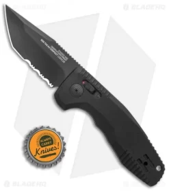 SOG Knives SOG-TAC AU Compact Tanto Automatic Knife Aluminum (2.9" Black Serr) -Knives And Tools SOG Knives SOG TAC AU Compact Auto Tanto Black Black Serr BHQ 119255 jr bottlecap