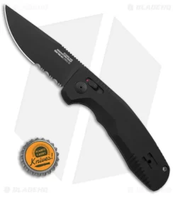 SOG Knives SOG-TAC AU Automatic Knife Black Aluminum (3.4" Black Serr) -Knives And Tools SOG Knives TAC AU Automatic Knife Black 3in Black Serr BHQ 119259 td size
