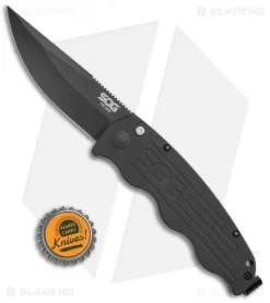 SOG Tac Ops Automatic Knife Black Canvas Micarta (3.5" S35VN Black) -Knives And Tools SOG Tac Ops Auto Black Canvas Micarta Black TO1011 BX BHQ 52251 jr bottlecap