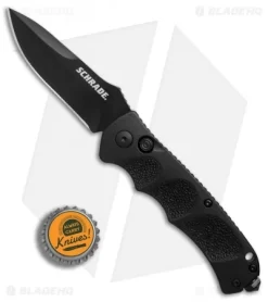 Schrade Extreme Survival Spear Point Automatic Knife (3.25" Black) SC60B -Knives And Tools Schrade Extreme Survival black BHQ 2747 er bottlecap
