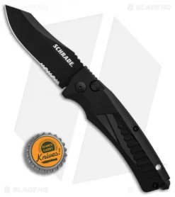 Schrade SC90 Automatic Knife Black Aluminum (3.25" Black Serr) SC90BS -Knives And Tools Schrade SC90 Black Aluminum Black Serr BHQ 34170 er bottlecap
