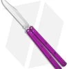 Squid Industries Krake Raken Bowie V2.5 Balisong Knife Purple (4.5" Satin)
