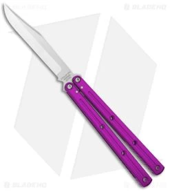Squid Industries Krake Raken Bowie V2.5 Balisong Knife Purple (4.5" Satin)