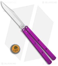 Squid Industries Krake Raken Bowie V2.5 Balisong Knife Purple (4.5" Satin) -Knives And Tools Squid Industries Krake Raken Bowie V2.5 Balisong Purple Satin BHQ 180383 jr bottlecap