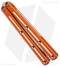 Squid Industries Krake Raken Tanto V2.5 Balisong Knife Dual Tone Orange (4.5") -Knives And Tools Squid Industries Krake Raken Tanto V2 5 Balisong Knife Dual Tone Orange 4in BHQ 134797 td side