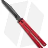 Squid Industries Krake Raken V2.5 Bowie Balisong Knife Red (4.5" Inked)