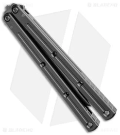 Squid Industries Krake Raken V2.5 Bowie Balisong Knife Matte Black (4.5" Inked) -Knives And Tools Squid Industries Krake Raken V2.5 Balisong DP Matte Black Black BHQ 141430 jr side