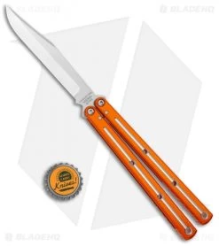 Squid Industries Krake Raken Bowie V2.5 Balisong Knife Dual-Tone Orange (4.5") -Knives And Tools Squid Industries Krate Raken Bowie V2.5 Balisong Dual Tone Orange Satin BHQ 134794 jr bottlecap