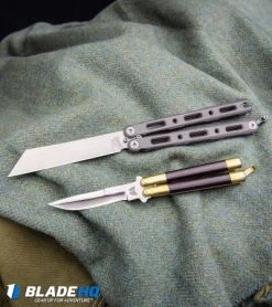 Benchmade 87 Ti Bali-Song Butterfly Knife Titanium (4.5" Satin) -Knives And Tools Vintage Bali Song USA Jody Samson Butterfly Knife Micarta Brass Satin BHQ 68583 kp vintage blanket web