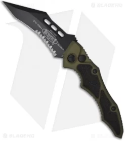 Microtech Vector Green Automatic Knife (3.95" Black Serr) 132-2GR