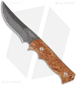 Pro-Tech Brend Combat Companion Knife W/ Black Ash Burl (3.8" Damascus) 2500AB