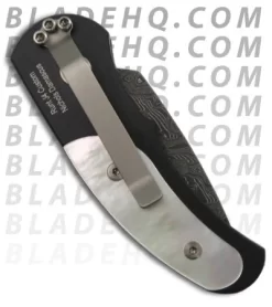 Custom Pro-Tech Runt J4 Automatic Knife Mother Of Pearl Inserts (1.94" Damascus) -Knives And Tools protechj4mopdamascusback