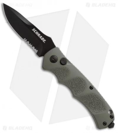 Schrade Extreme Survival Spear Point Automatic Knife Green (3.25" Serr) SC60ODS 1 Schrade Extreme Survival Spear Point Automatic Knife Green (3.25" Serr) SC60ODS